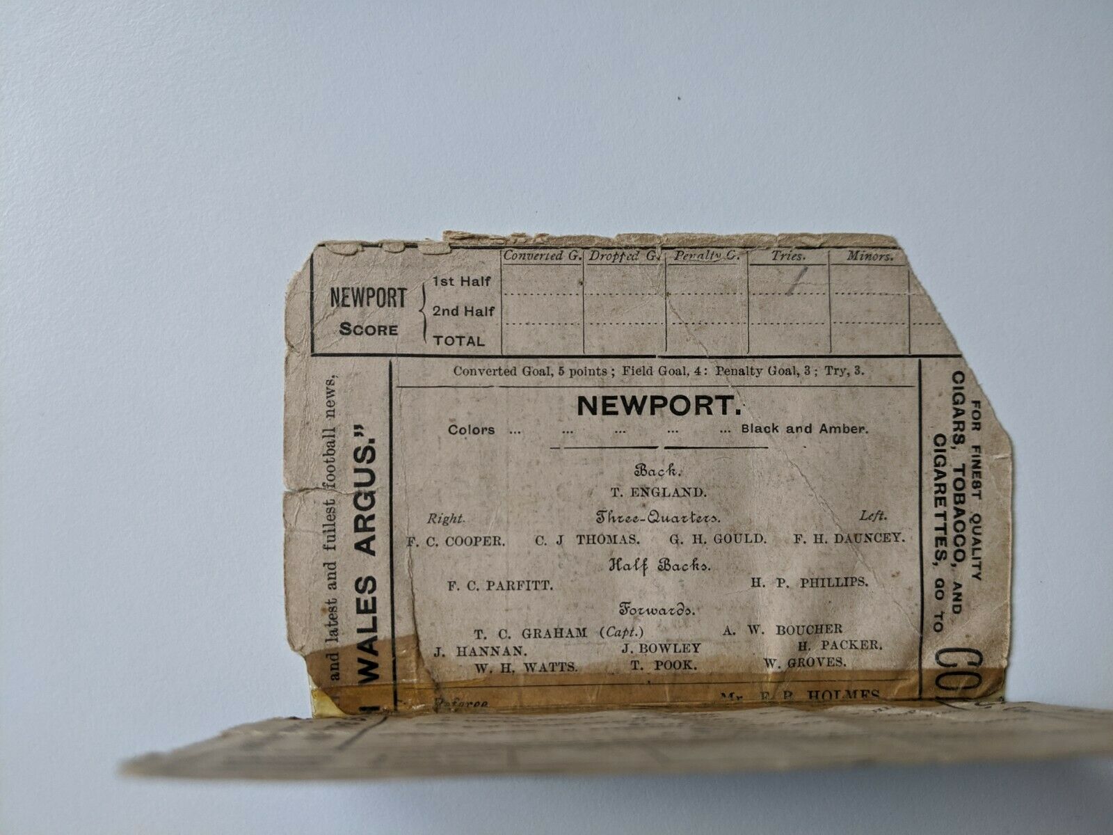 1893 Newport v Cardiff programme (1)